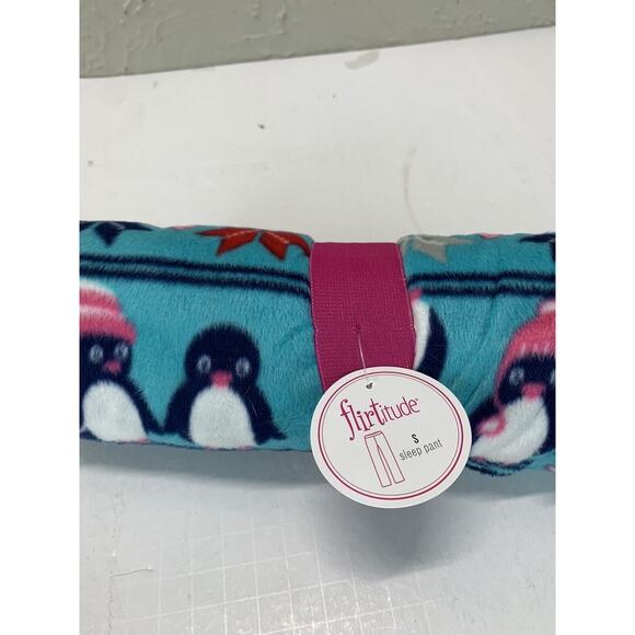 Cute Holiday Penguin Women's Fleece PJ‎ Pajama Bottoms Comfy Lounge Size Small - Picture 1 of 2